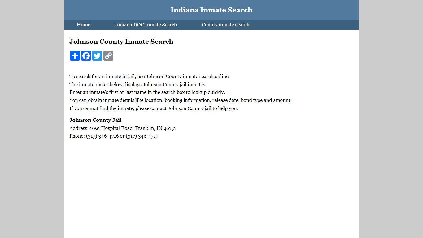 Johnson County Inmate Search